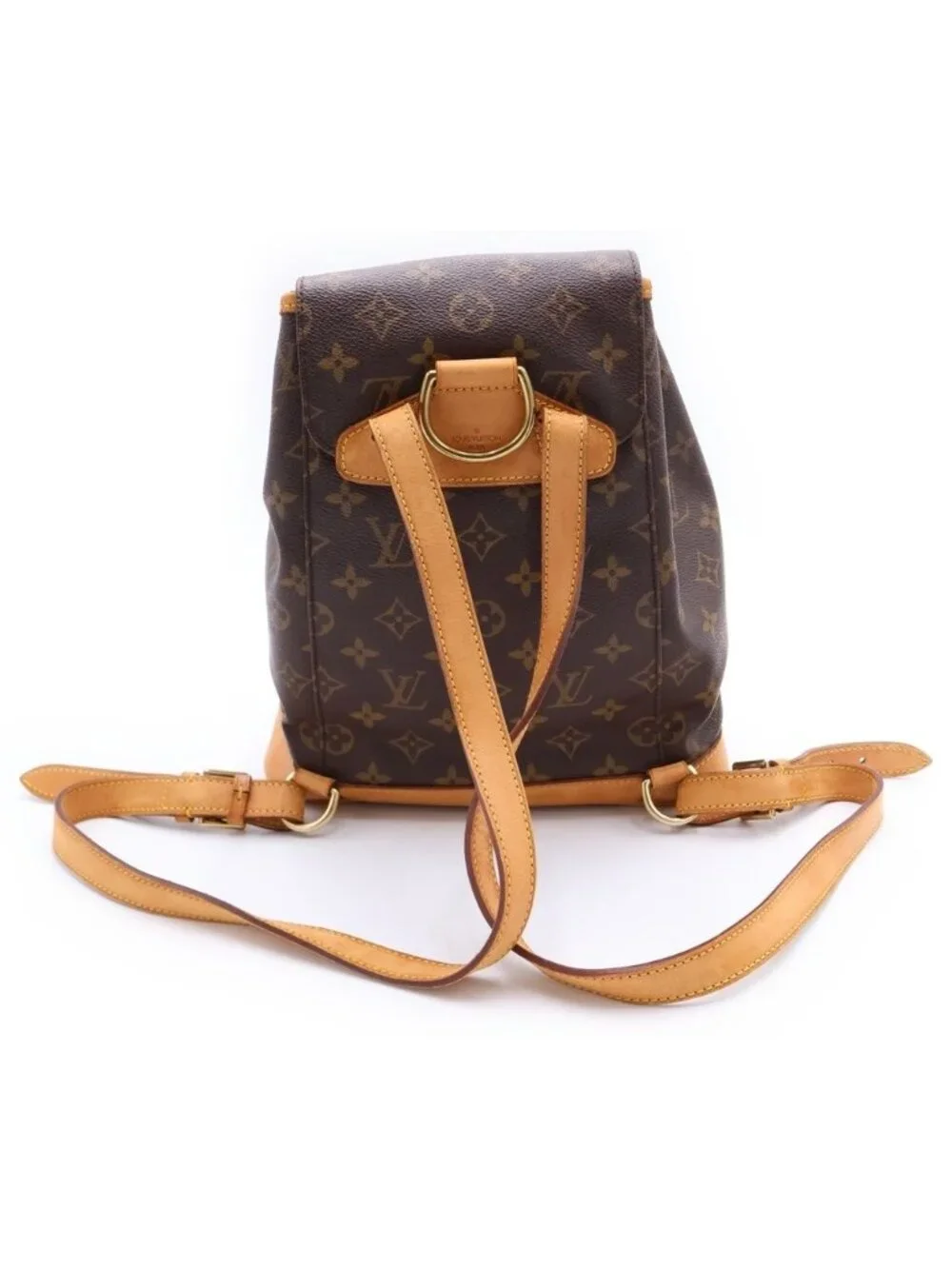 Louis Vuitton Monogram Montsouris PM Backpack Brown Leather Gold